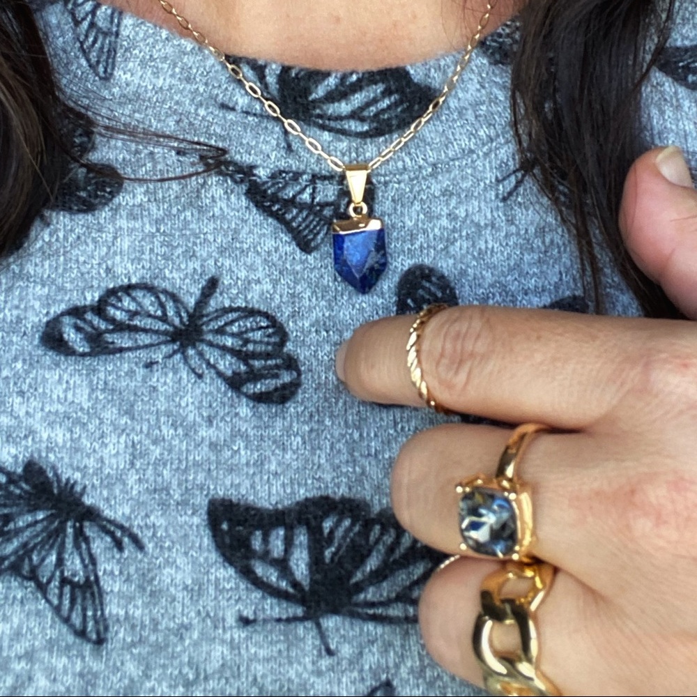 THE POWER OF LAPIS GOLD DAINTY PENDANT NECKLACE - Picture 5 of 6